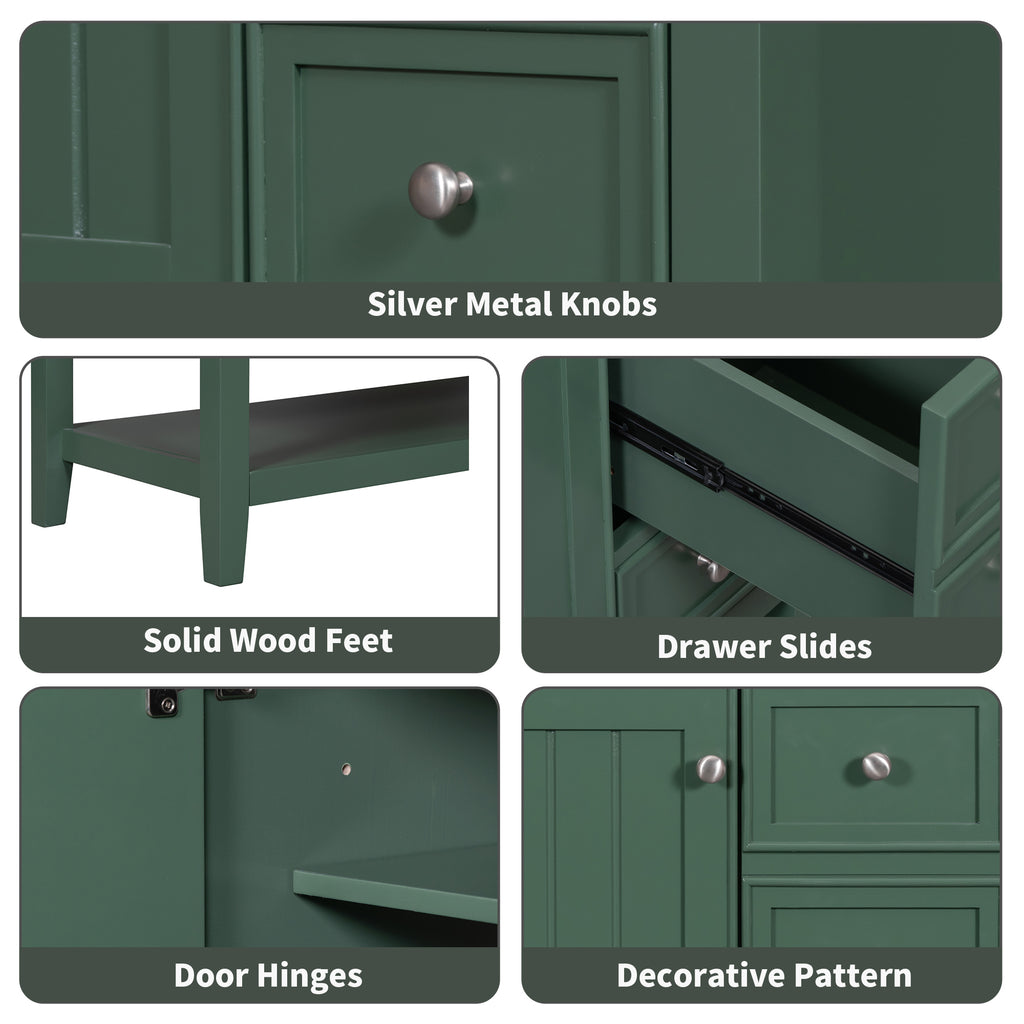 Leoglint 36" Bathroom Vanity without Sink, Cabinet Base Only, One Cabinet and three Drawers, Green