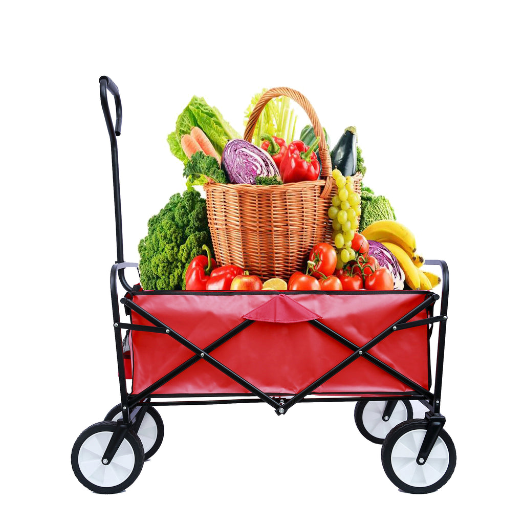 Leoglint Garden cart Folding Wagon Garden Shopping Beach Cart (Red)