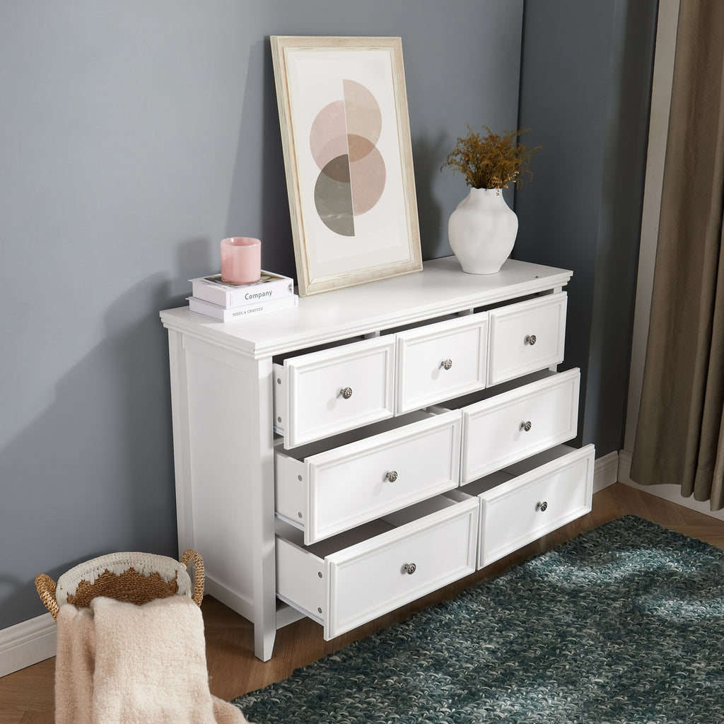 Leoglint Modern 7 Drawers Dresser 7 Drawers Cabinet 7 Drawer Chest,Chest of Drawers Closet Organizers and Storage Clothes Storage Drawers Cabinet for Living Room, Farmhouse Dresser Organizer White