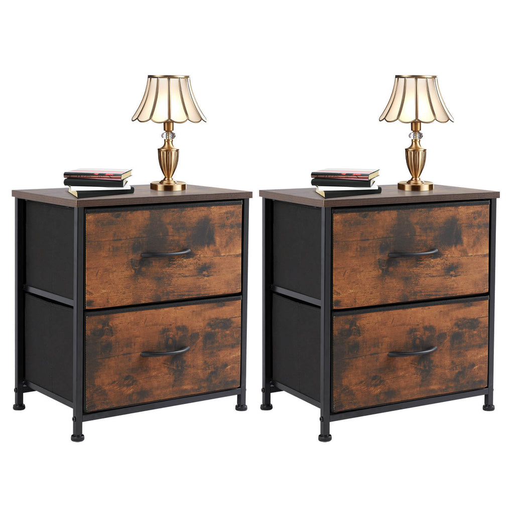 Leoglint Drawer Chest Drawers Dresser Chest of Drawers,Metal Frame and Wood Top,2bc,Brown