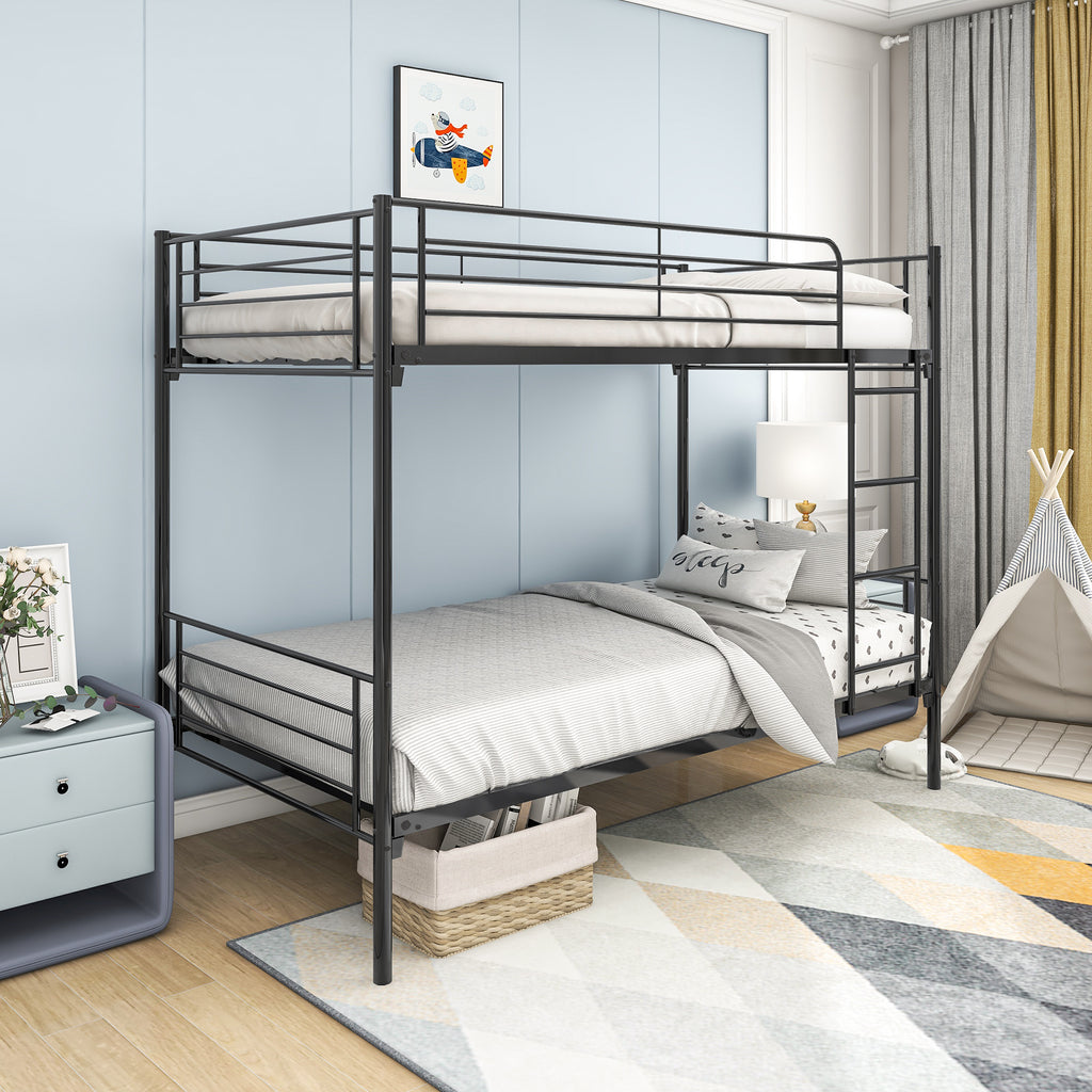 Leoglint Twin over Twin Bunk Bed Frame, Metal Frame with Ladder