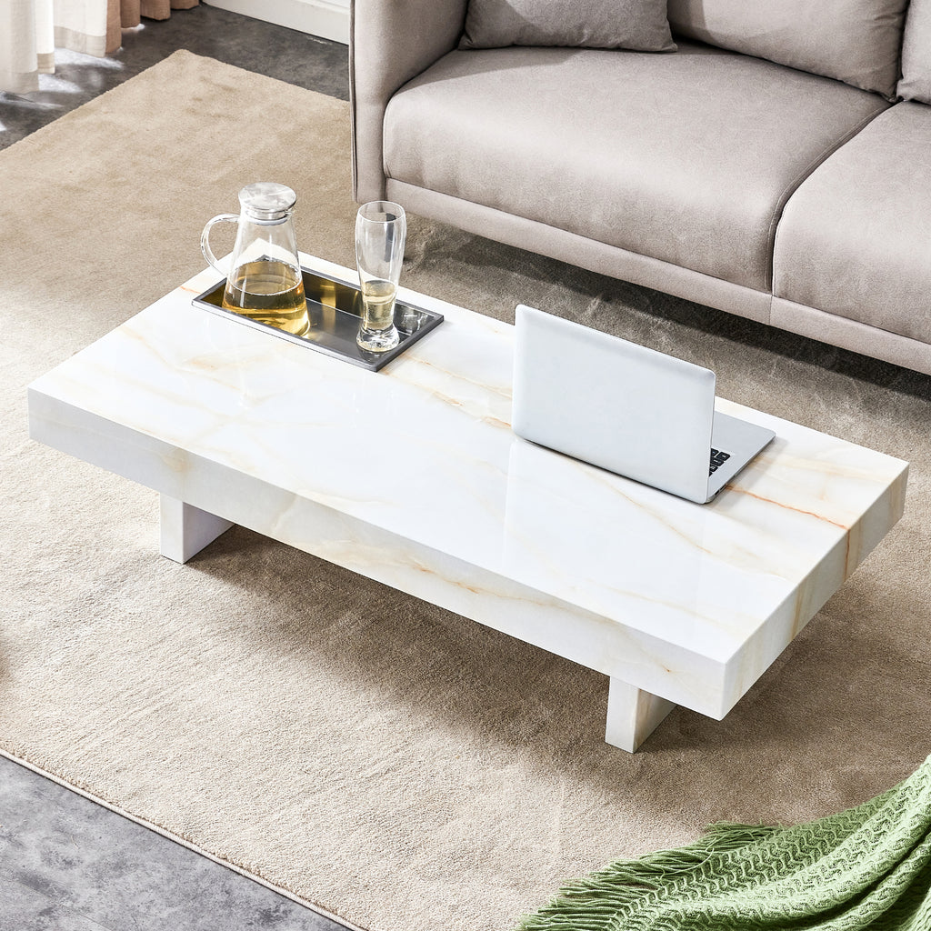 Leoglint A modern and practical coffee table with imitation marble patterns, made of MDF material. The fusion of elegance and natural fashion 47.2"* 23.6"* 12 "