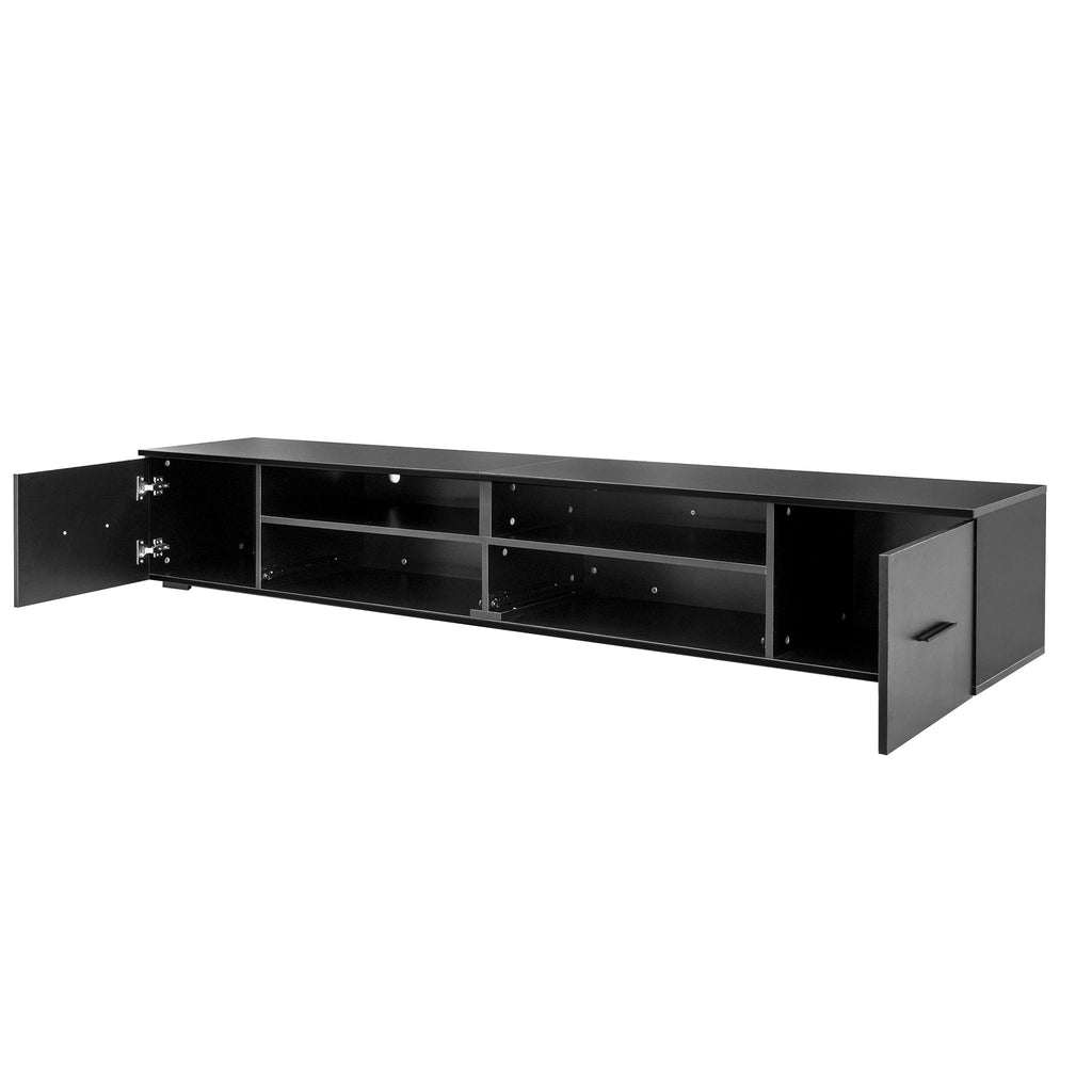 Leoglint Black TV Stand for Living Room,  Modern Entertainment Center Stand for TV Up to 90 Inch, Large Led TV Stand with 4 Storage Drawers, High Glossy Waterproof  TV Console, TV Table Media Furniture