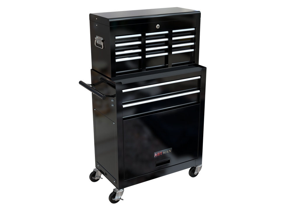 Leoglint High Capacity Rolling Tool Chest with Wheels and Drawers, 8-Drawer Tool Storage Cabinet--BLACK