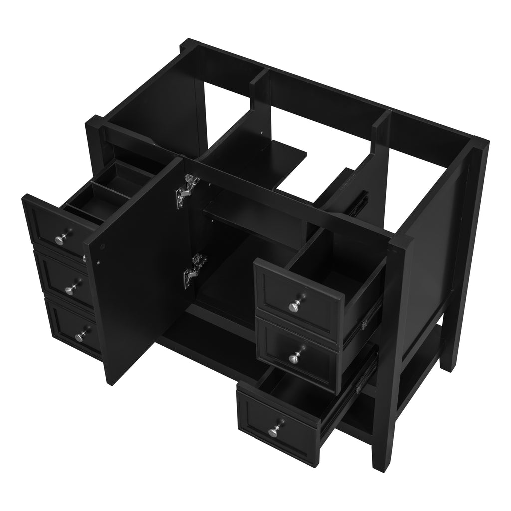 Leoglint 36" Bathroom Vanity without Sink, Cabinet Base Only, One Cabinet and three Drawers, Black