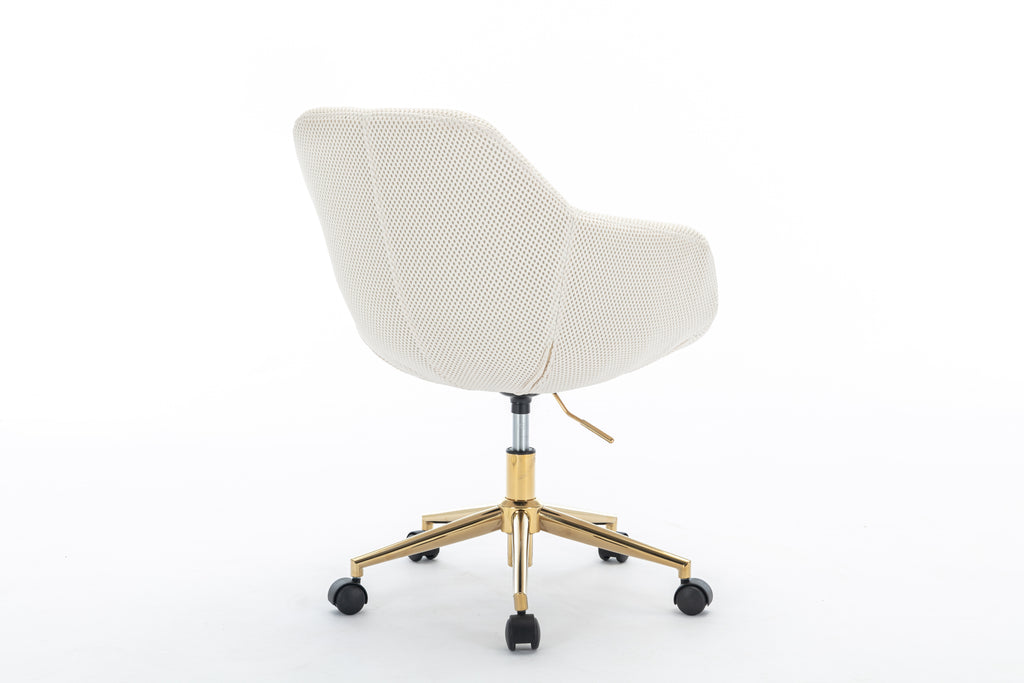 Leoglint 046-Mesh Fabric Home Office Chair 360°Swivel Adjustable Height With Gold Metal Base,Beige