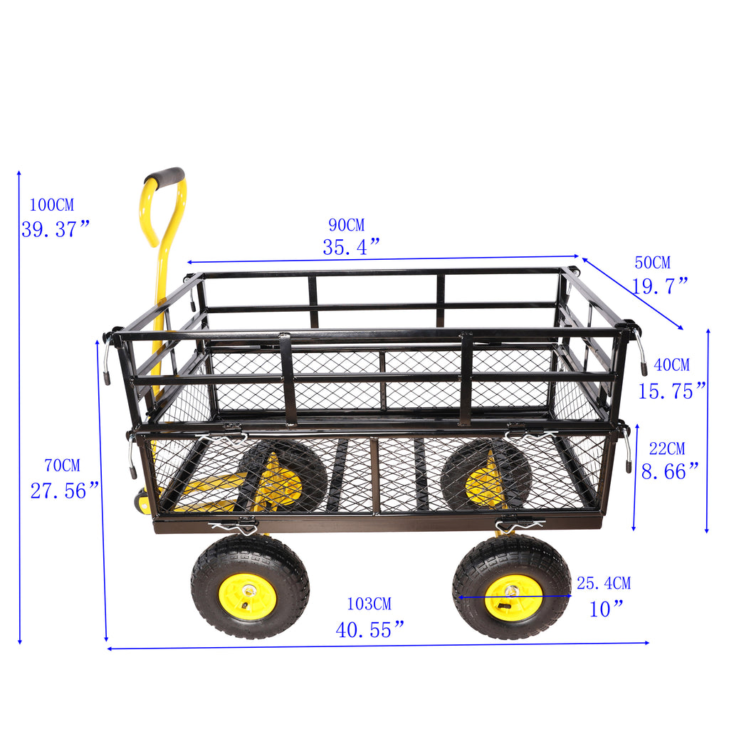 Leoglint Wagon Cart Garden cart trucks make it easier to transport firewood Yellow+Black