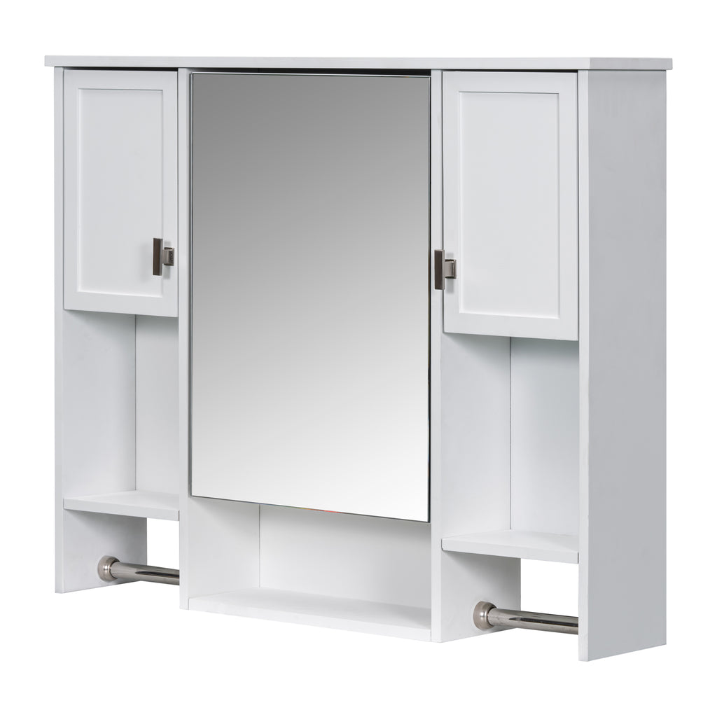 Leoglint 35'' x 28'' Modern Wall Mounted Bathroom Storage Cabinet, Bathroom Wall Cabinet with Mirror, Medicine Cabinet with Towels Bar