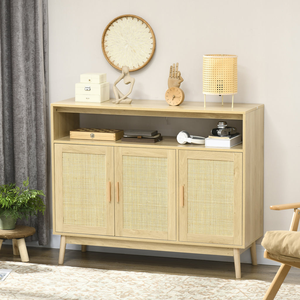 Leoglint Boho Sideboard Buffet Cabinet with Rattan Doors, Natural