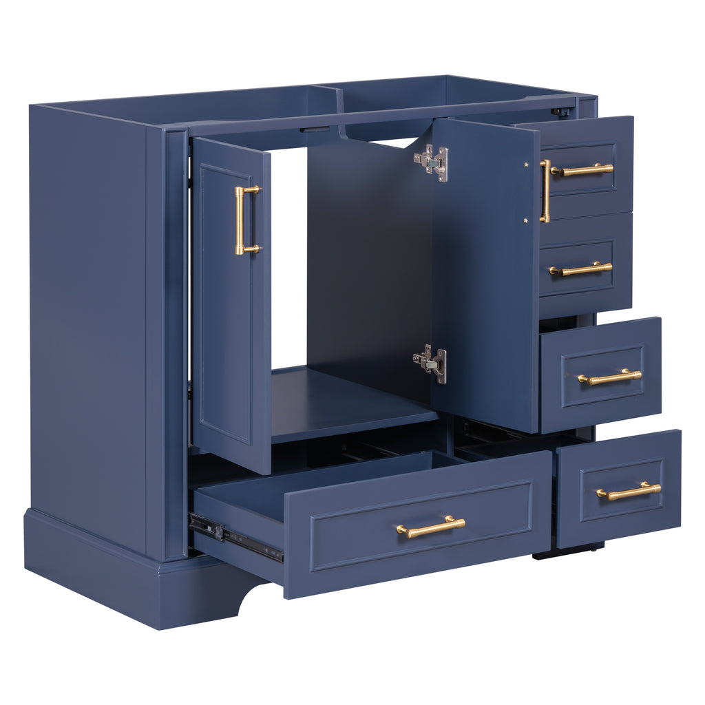 Leoglint [Cabinet Only] 36" Blue Traditional Bathroom Vanity(Sink not included)