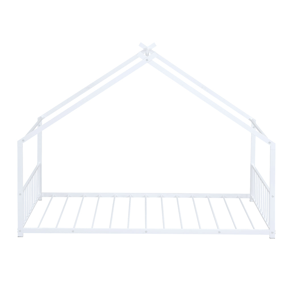 Leoglint Twin Size Metal House Bed Frame, White