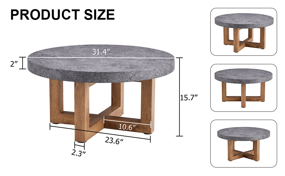 Leoglint A modern retro circular coffee table with a diameter of 31.4 inches, made of MDF material, suitable for living rooms