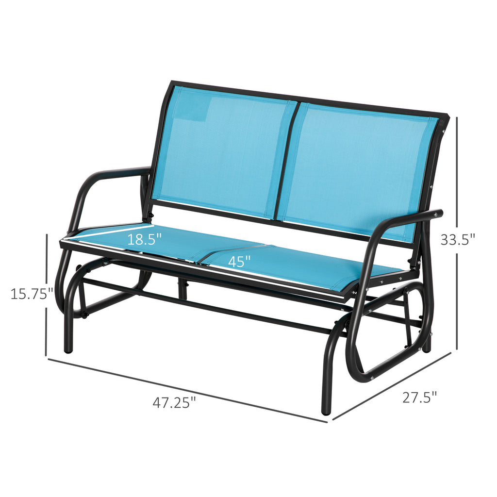 Leoglint 2-Person Outdoor Chair Outdoor Glider Bench, Patio Double Swing Rocking Chair Loveseat w/ Powder Coated Steel Frame for Backyard Garden Porch, Blue