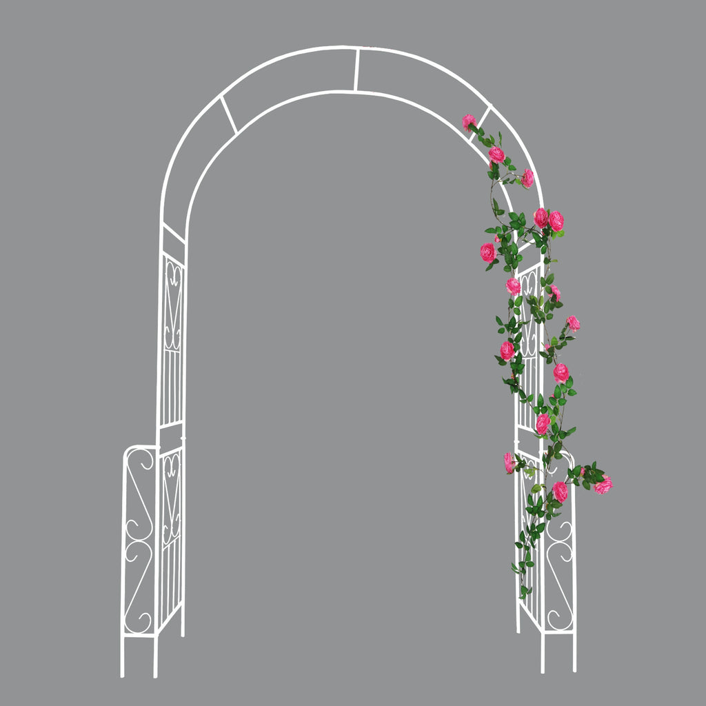 Leoglint Metal Garden Trellis W55'' x H94.5'' Garden Arbor Trellis Climbing Plants Support Rose Arch Outdoor Arch Cream White