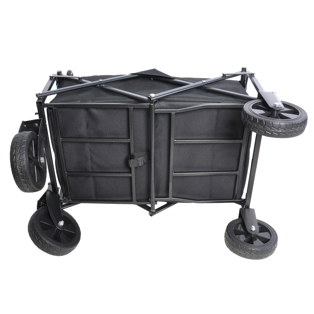 Leoglint Garden cart Mini Folding Wagon Garden Shopping Beach Cart (black+blue)