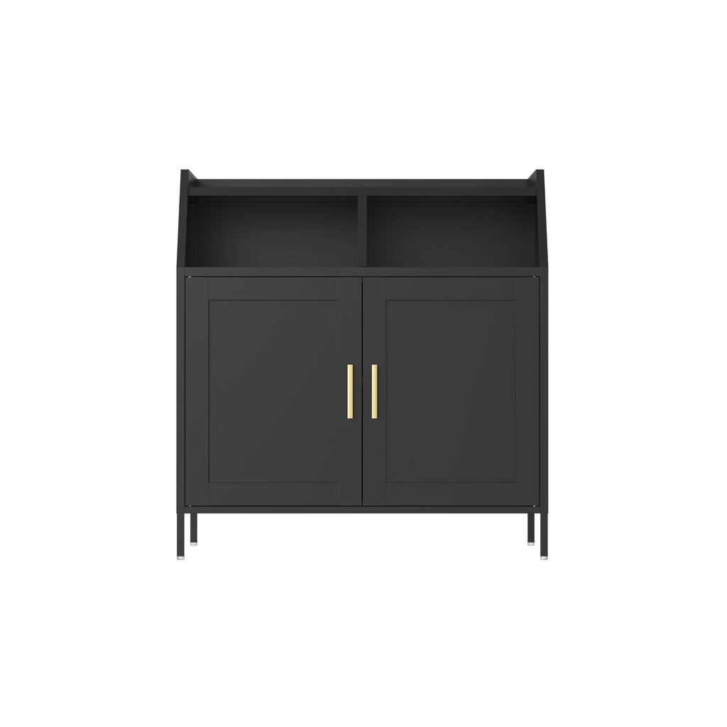 Leoglint Metal Buffet Sideboard Cabinet  with Storage,Storage Cabinet Modern Sideboard Buffet Table with Doors for Living Room Kitchen Dining Room,Black