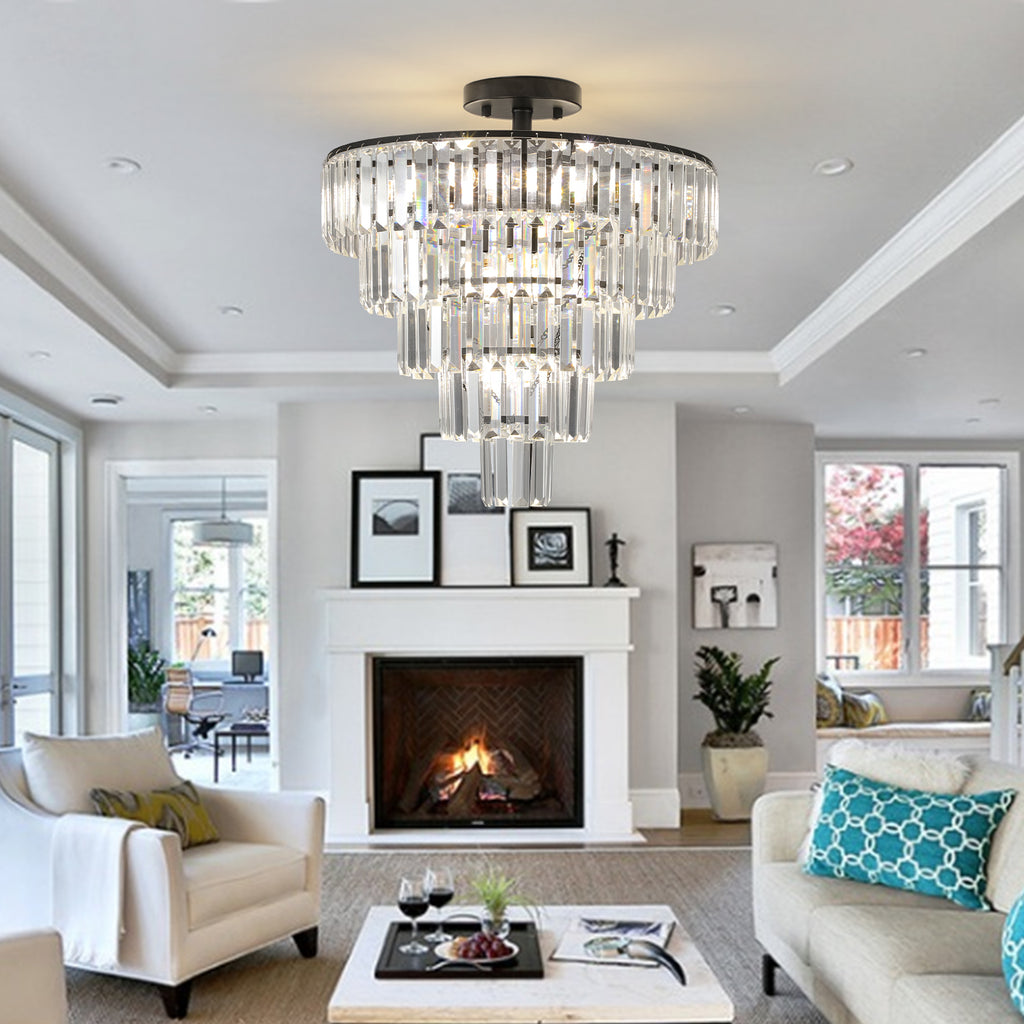 Leoglint Pendant Black large crystal chandelier, modern style chandelier, dining room, living room, bedroom