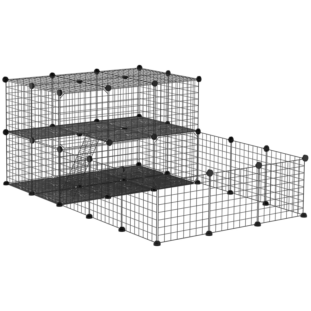 Leoglint 47 Panels Pet Playpen, Small Animal Playpen with Doors, Portable Metal Wire Yard Bunny Pen for Guinea Pigs, Chinchillas, 14" x 14"