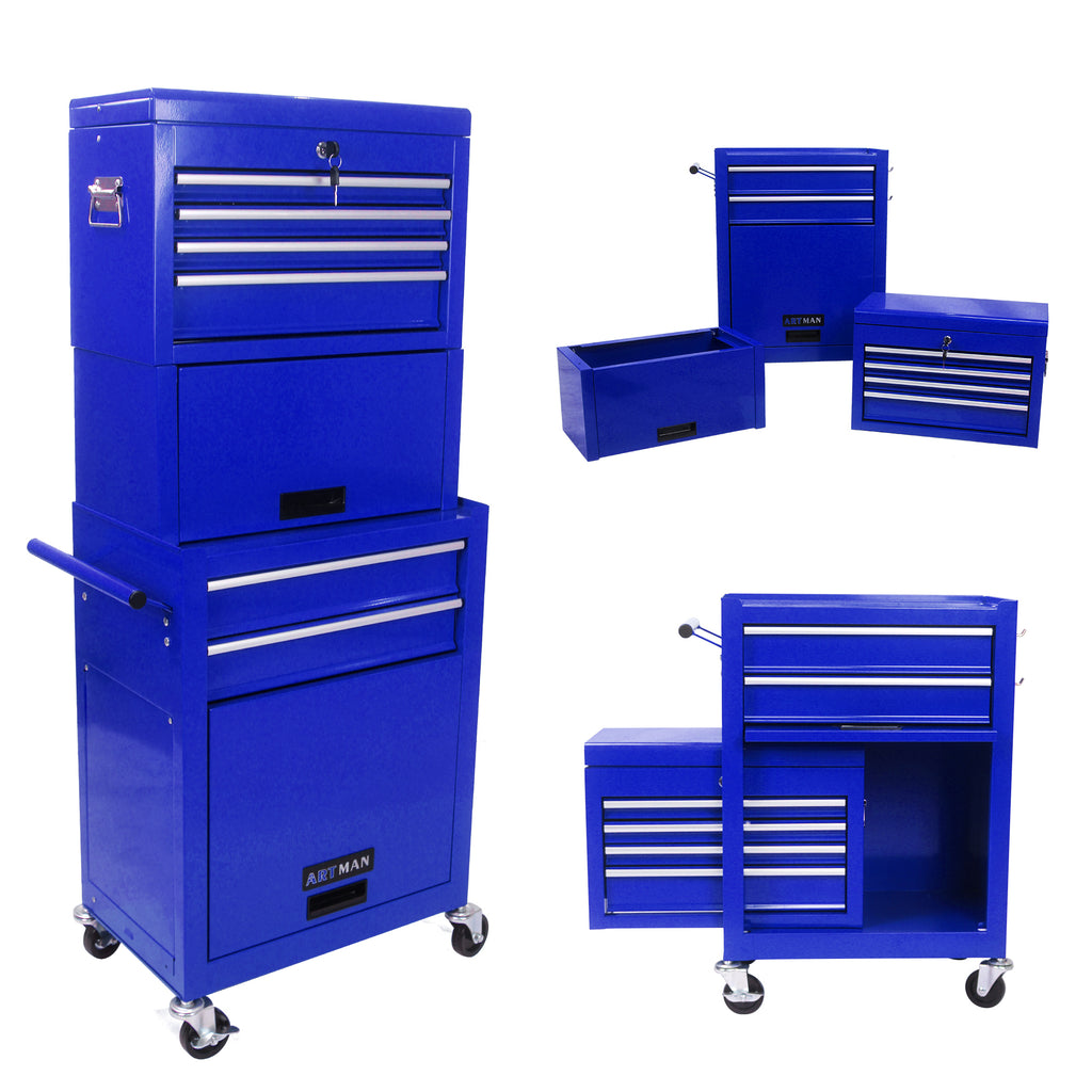 Leoglint High Capacity Rolling Tool Chest with Wheels and Drawers, 6-Drawer Tool Storage Cabinet--BLUE