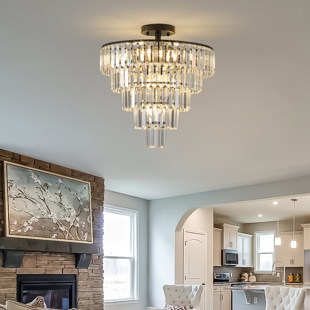 Leoglint Pendant Black large crystal chandelier, modern style chandelier, dining room, living room, bedroom