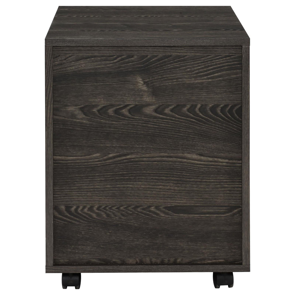 Leoglint Dark Oak 2-Drawer File Cabinet with Casters