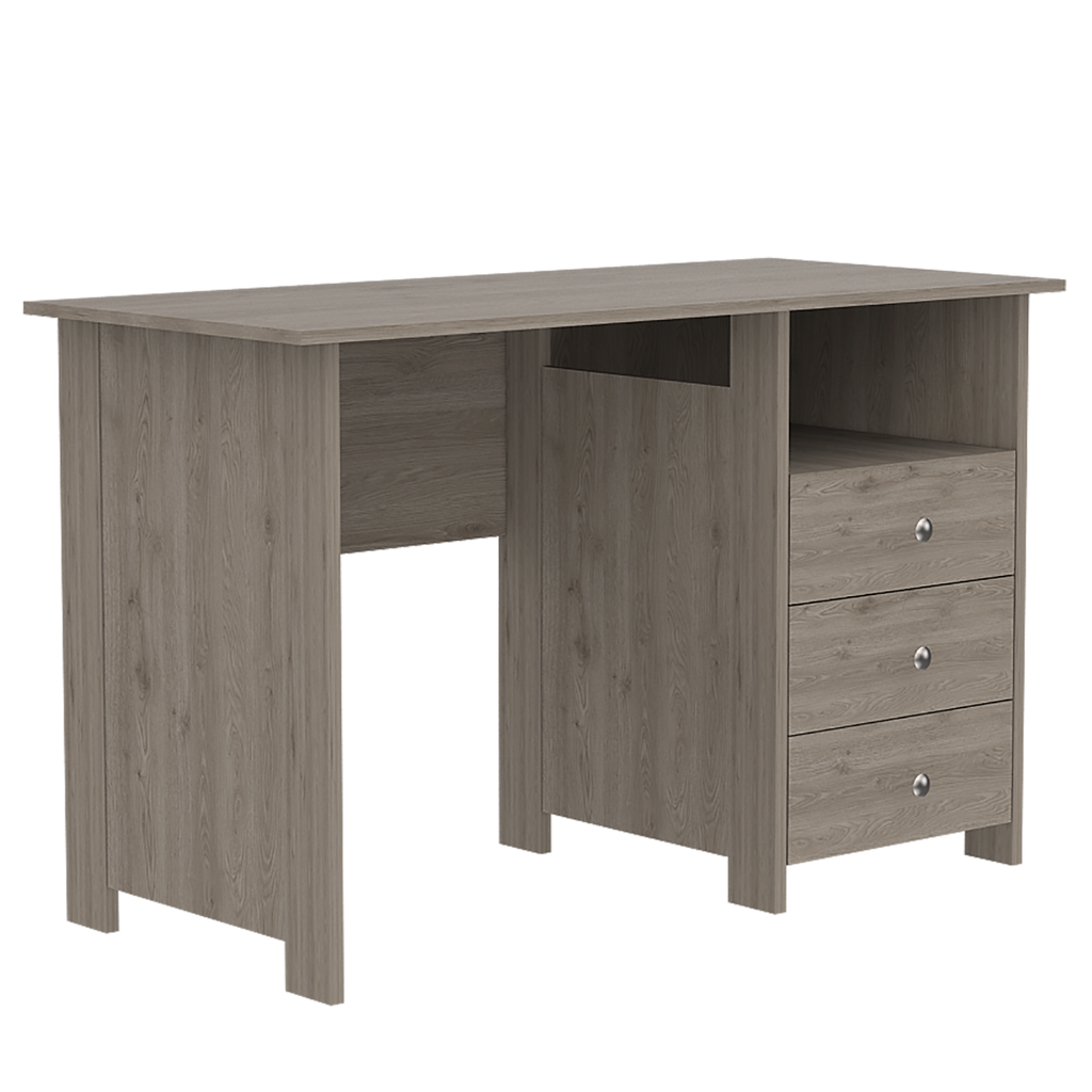 Leoglint Bianco Writing Computer Desk, Three Drawers, One Shelf