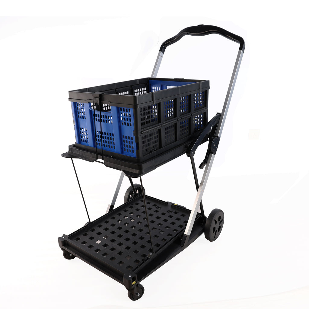 Leoglint Garden cart Folding service cart with wheels double-decker, shopping, library, office warehouse moving carts