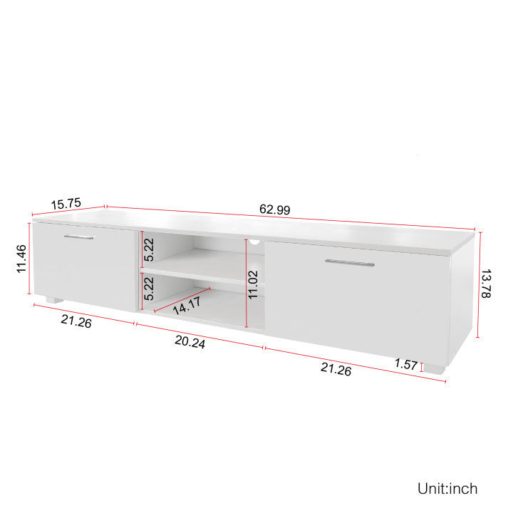 Leoglint White TV Stand for 70 Inch TV Stands, Media Console Entertainment Center Television Table, 2 Storage Cabinet with Open Shelves for Living Room Bedroom