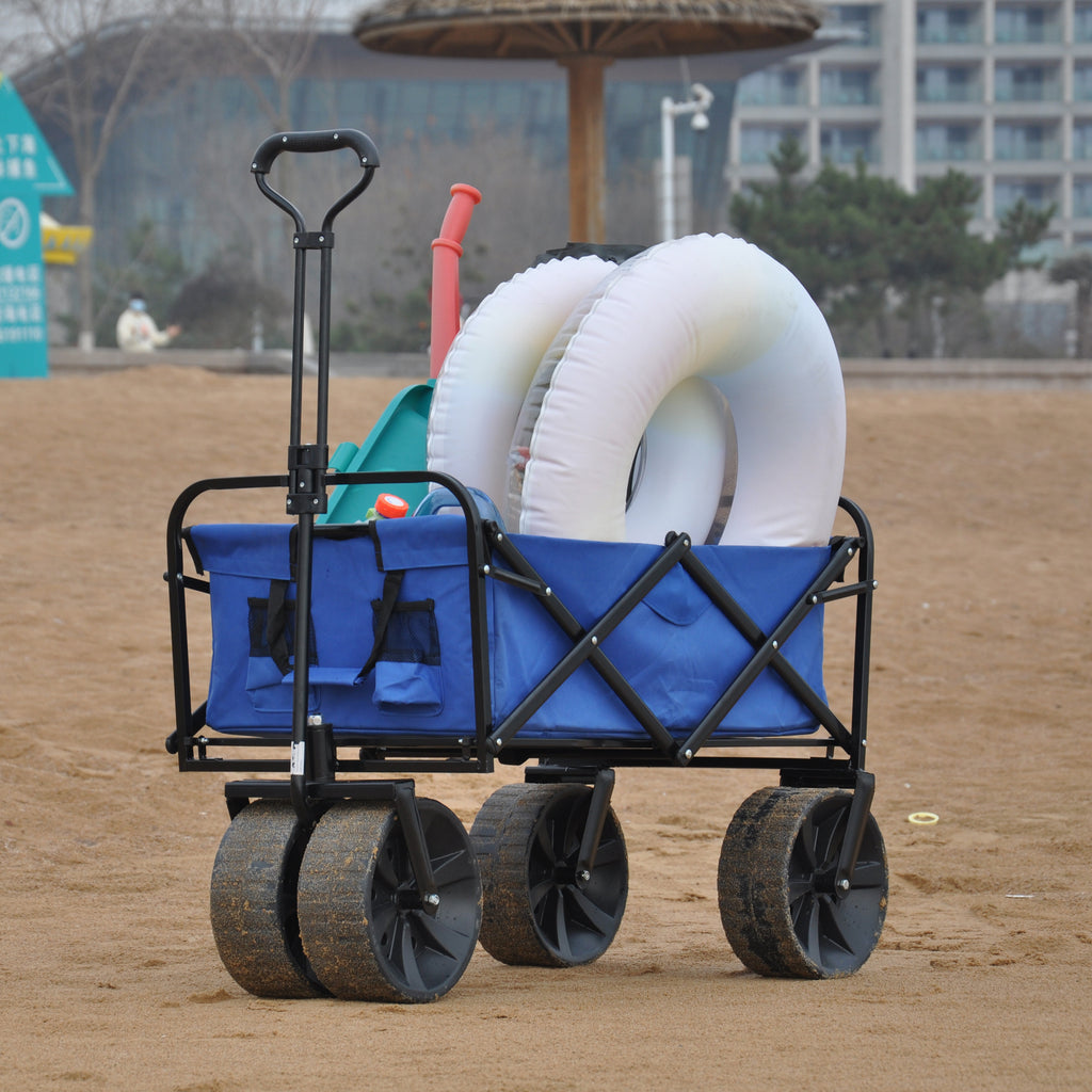 Leoglint Garden cart Folding Wagon Garden Shopping Beach Cart (Blue)