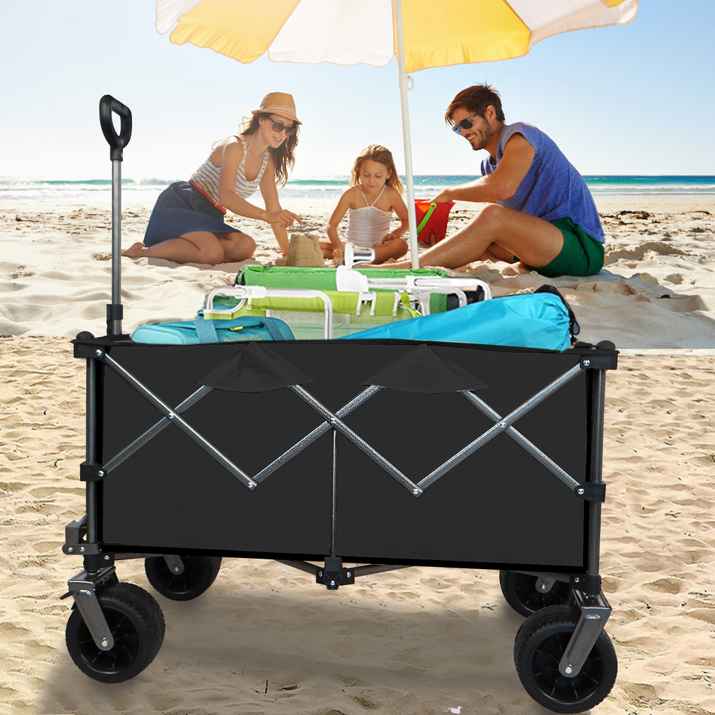 Leoglint Garden cart Collapsible Folding Wagon, Push Pull Foldable Beach Wagon Cart