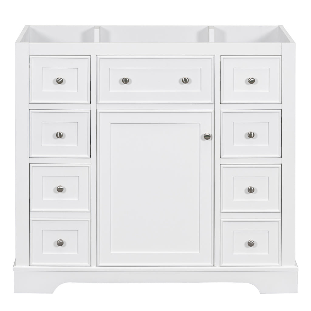 Leoglint 36" Bathroom Vanity without Sink, Cabinet Base Only, One Cabinet and Six Drawers, White