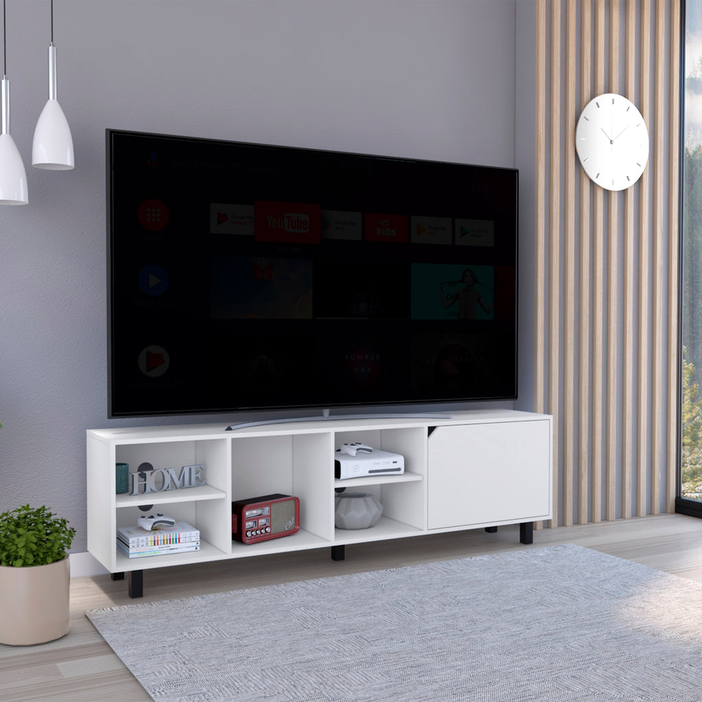 Leoglint TV Stand for TV´s up 70" Estocolmo, Four Open Shelves, White Finish