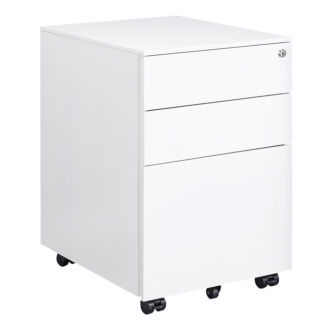 Leoglint 3 Drawer Mobile File Cabinet with Lock Steel File Cabinet for Legal/Letter/A4/F4 Size, Fully Assembled except for Wheels, Home/ Office Design