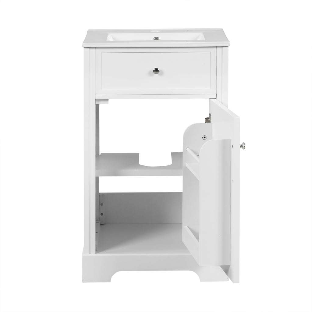 Leoglint 20" Bathroom Vanity with Sink, Bathroom Cabinet with Soft Closing Door, Storage Rack and Adjustable Shelve, White