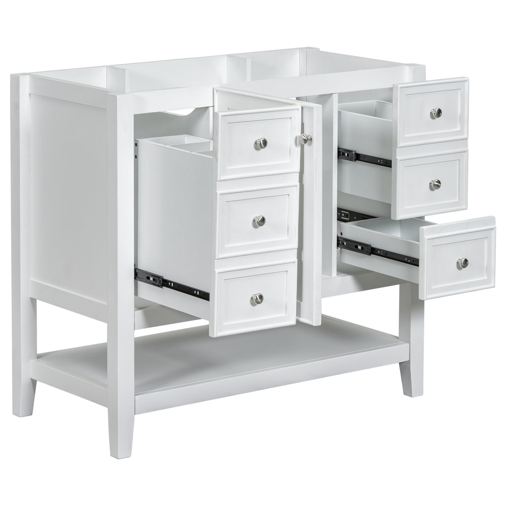 Leoglint 36" Bathroom Vanity without Sink, Cabinet Base Only, One Cabinet and three Drawers, White