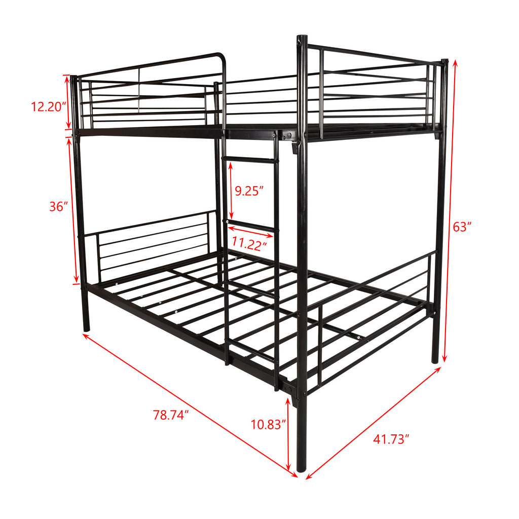 Leoglint Twin over Twin Bunk Bed Frame, Metal Frame with Ladder