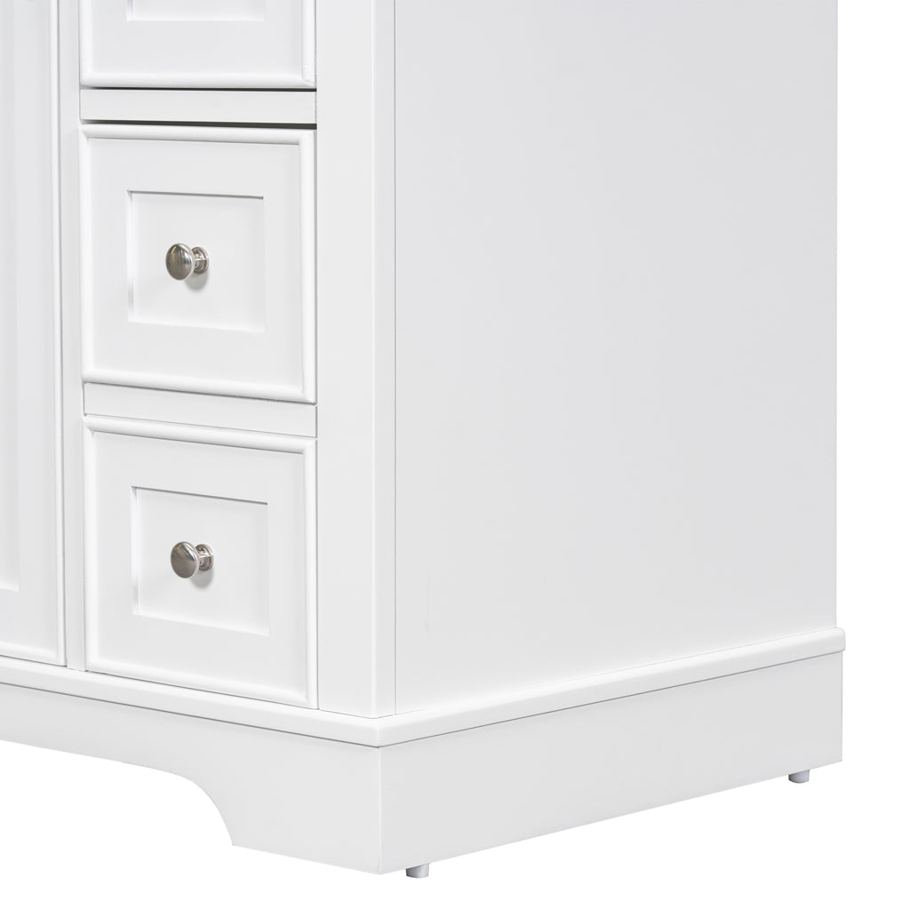 Leoglint 36" Bathroom Vanity without Sink, Cabinet Base Only, One Cabinet and Six Drawers, White