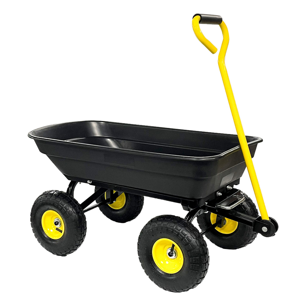 Leoglint Garden Cart with Steel Frame Outdoor Wagon with 10 Inch Pneumatic Tires, 55L Capacity, Black