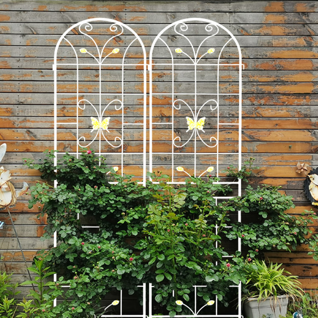 Leoglint 2 Pack Metal Garden Trellis 86.7" x 19.7" Rustproof Trellis for Climbing Plants Outdoor Flower Support Cream White