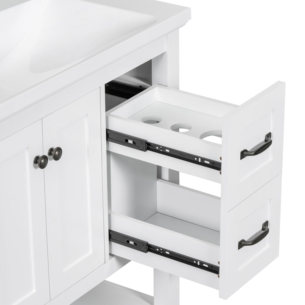 Leoglint 30" Bathroom Vanity without Sink Top, Cabinet Base Only, Vanity with Multi-Functional Drawer, White