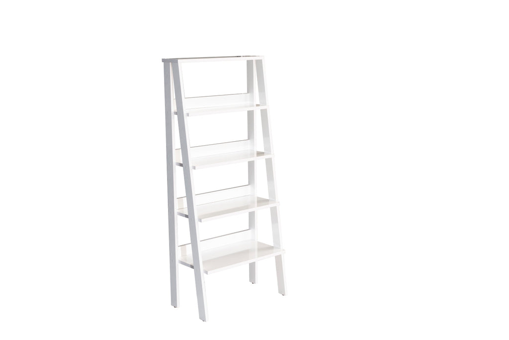 Leoglint Furnish Home Store Otavio 5 Tier Modern Ladder Bookshelf Organizers, Wood Frame Bookshelf for Small Spaces in Your Living Rooms, Office Furniture Bookcase, White