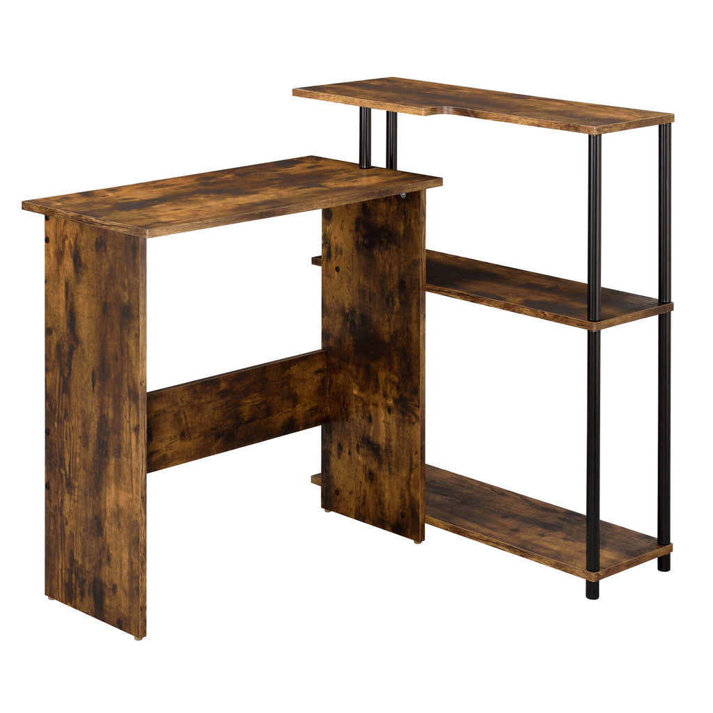 Leoglint Weathered Oak and Black Office Desk with Bookshelf