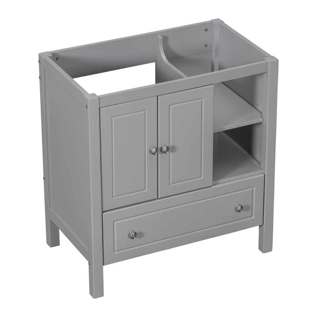 Leoglint 30" Bathroom Vanity Base Only, Solid Wood Frame, Bathroom Storage Cabinet with Doors and Drawers, Grey