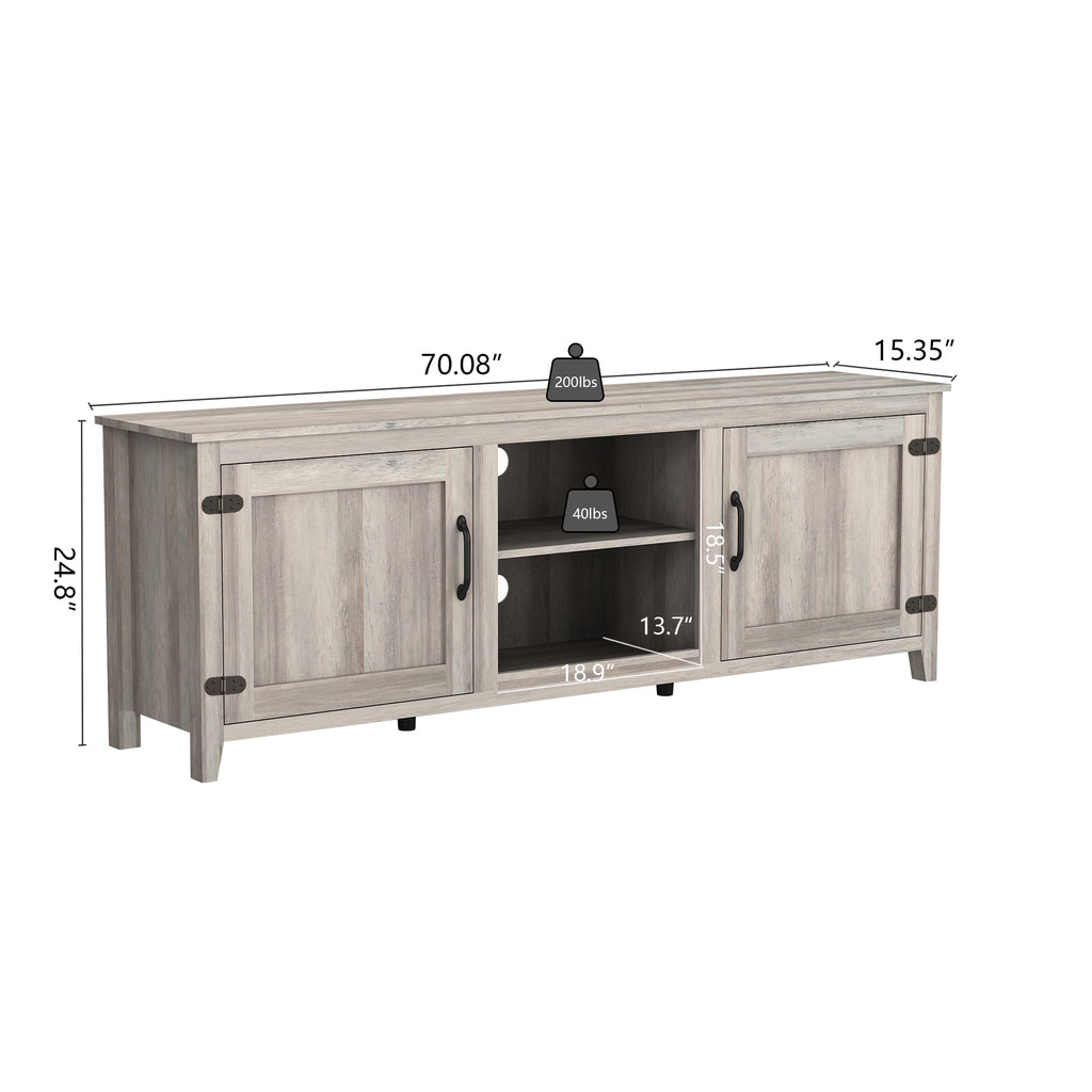 Leoglint TV Stand Storage Media Console Entertainment Center With Two Doors, Grey Walnut