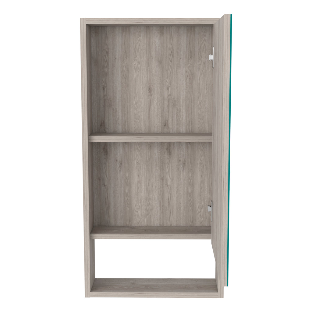 Leoglint Medicine 35H" Single Door Cabinet, Two Interior Shelves, One External Shelf, Light Gray