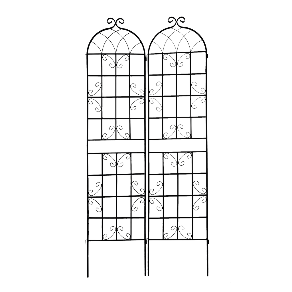 Leoglint 2 Pack Metal Garden Trellis 86.7" x 19.7" Rustproof Trellis for Climbing Plants Outdoor Flower Support Black