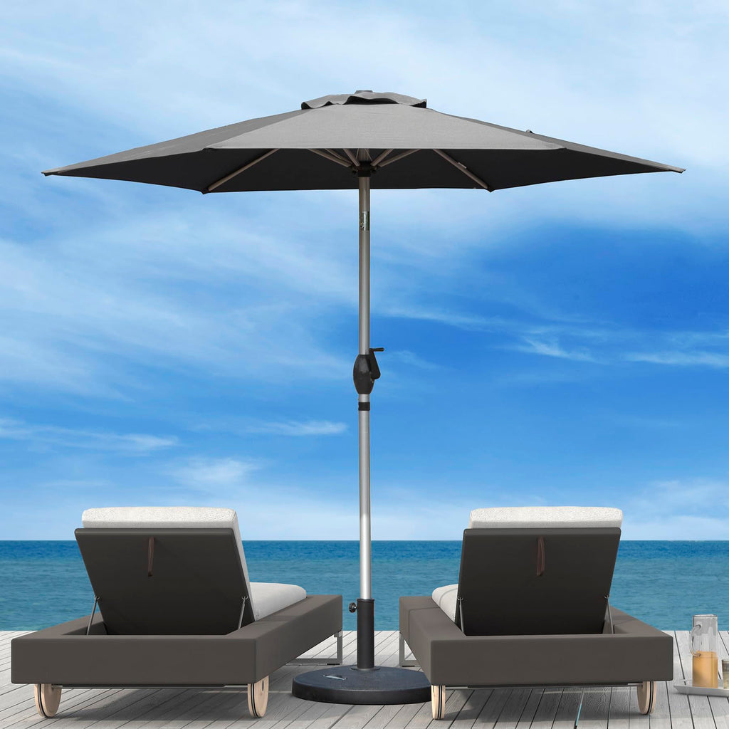 Leoglint 7.5FT Patio Umbrella, Outdoor Umbrella with Push Button Tilt and Crank, UV Protection Waterproof Market Sun Umbrella with 8 Sturdy Ribs for Garden, Deck, Backyard, Pool (Gray)