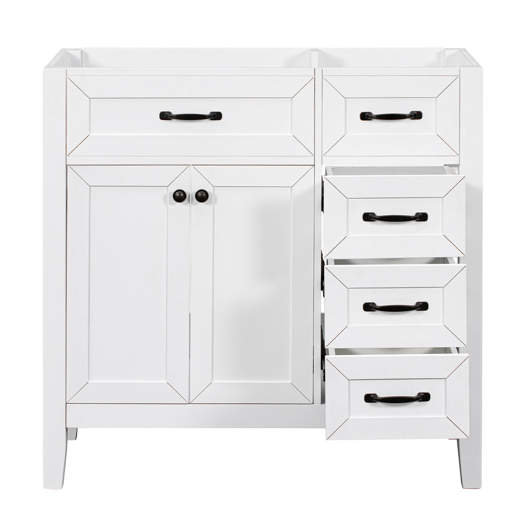 Leoglint 36" Bathroom Vanity without Sink, Cabinet Base Only, Bathroom Cabinet with Drawers, Solid Frame and MDF Board, White