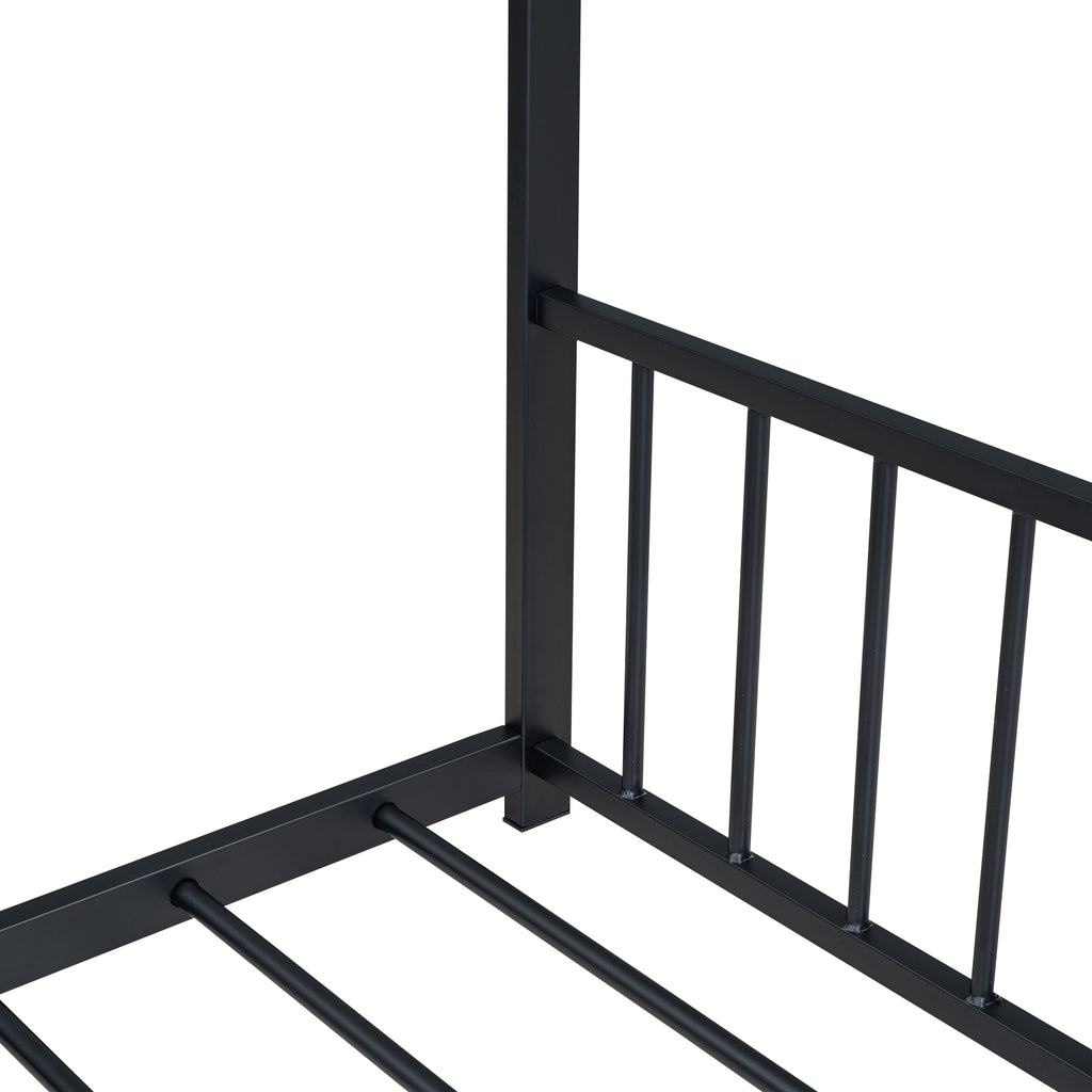 Leoglint Full Size Metal House Bed Frame, Black