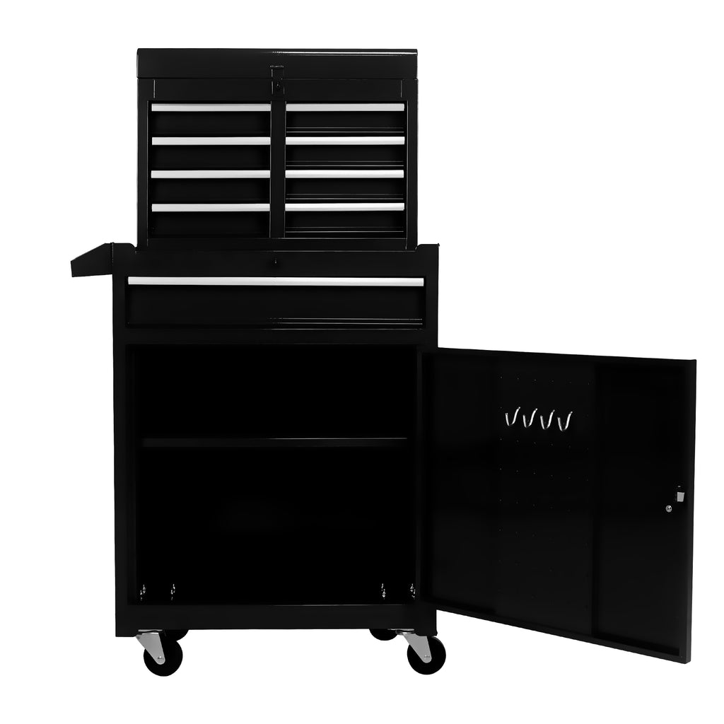 Leoglint Detachable 5 Drawer Tool Chest with Bottom Cabinet and One Adjustable Shelf--Black